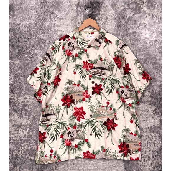 Tommy Bahama Silk Shirt XXL Mens Honolulu Holiday Christmas Camp Collar